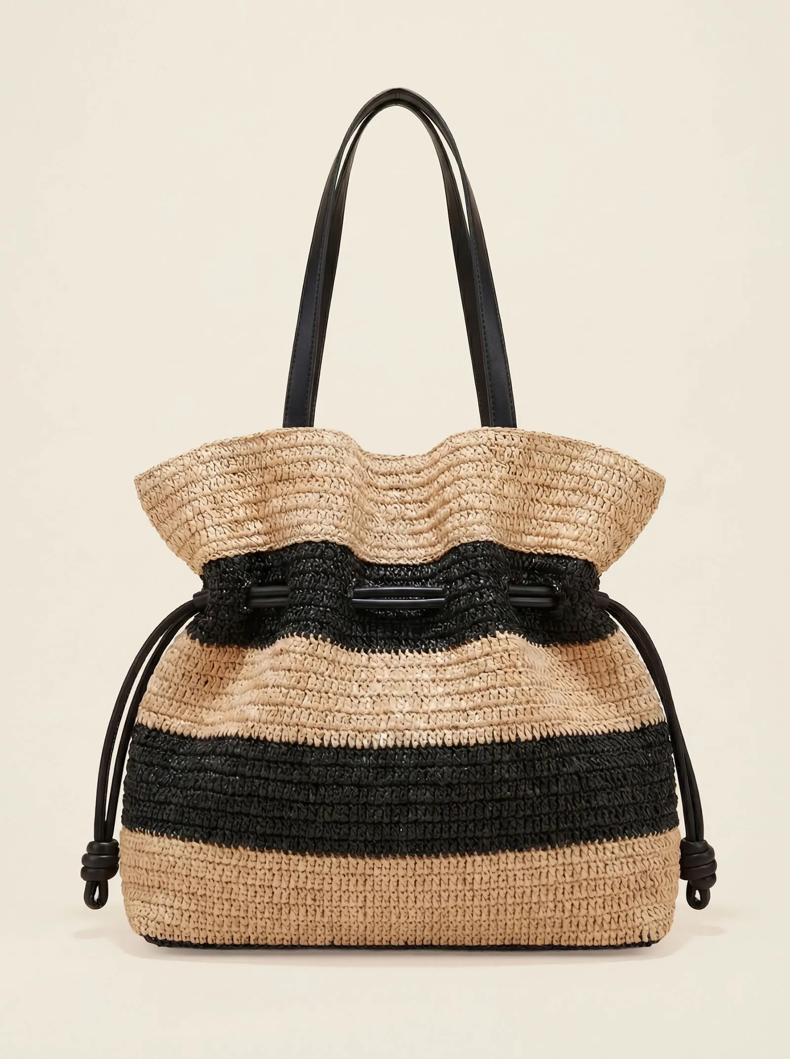 Crochet Woven Drawstring Shoulder Tote Bag sold by Lintico