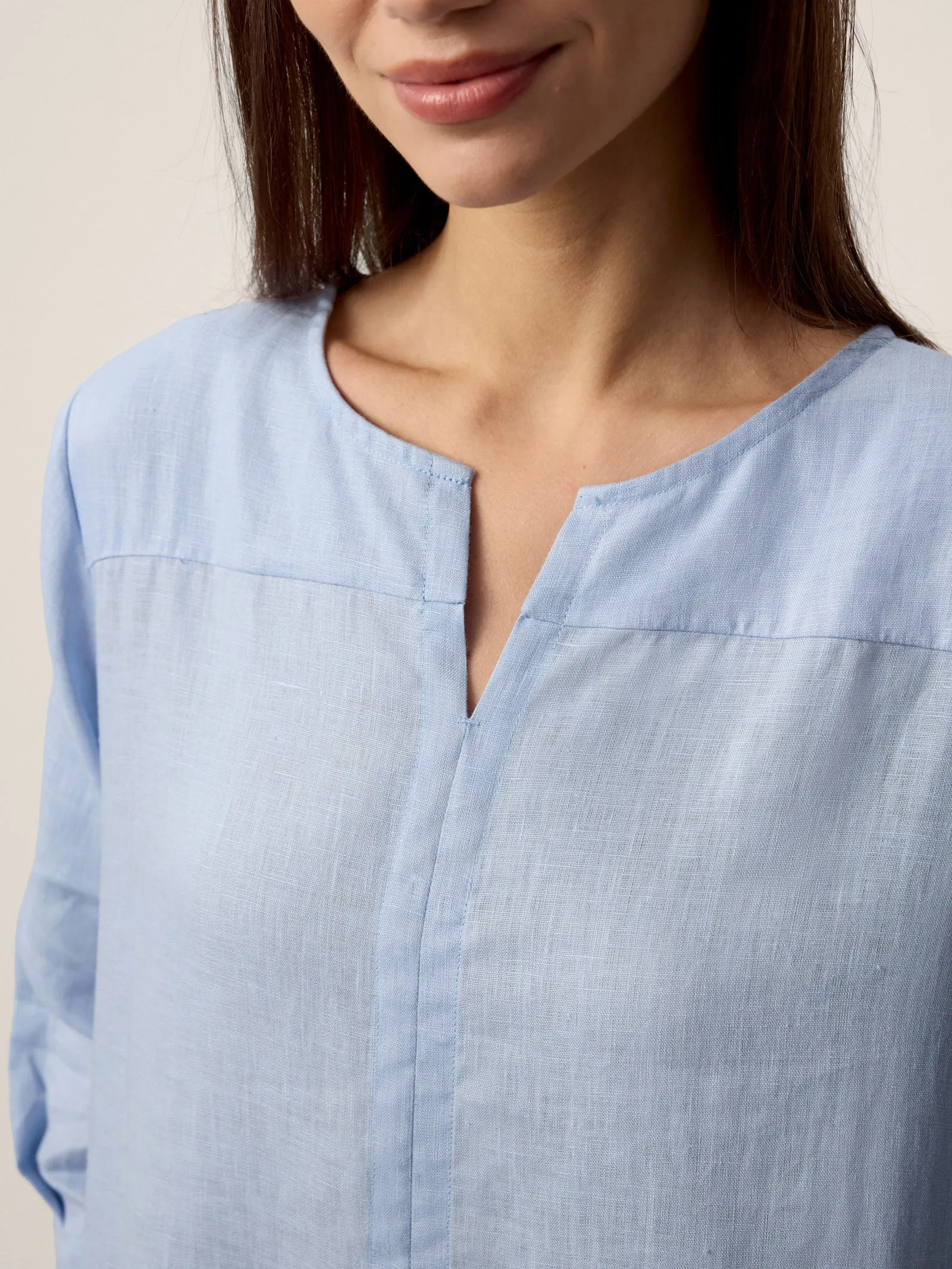 100% Linen Split-Neck Patch-Pocket Midi Dress KALINA sold by Lintico product image thumbnail 5