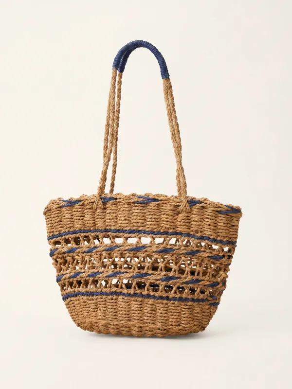 Handwoven Paper Straw Open-Weave Tote Bag made by Lintico