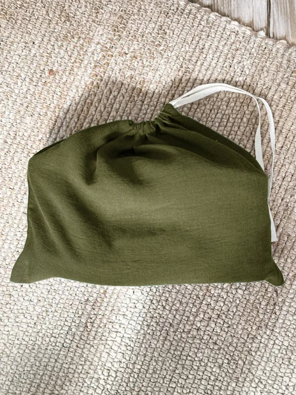 100% Linen Solid-Color Drawstring Storage Bag made by Lintico