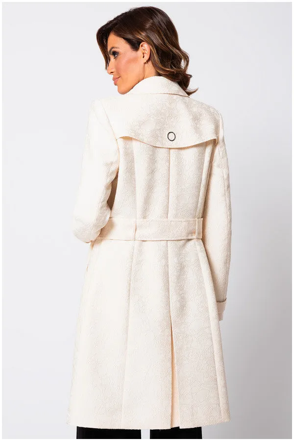 Rea Jacquard Trench Coat in Beige sold by Luna Fashion House product image thumbnail 2