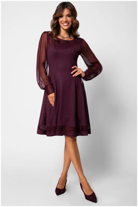 Jody Lace A-Line Dress in Bordeaux sold by Luna Fashion House