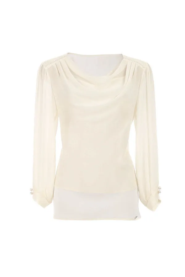 Lucy Draped Blouse in Ivory sold by Luna Fashion House product image thumbnail 5