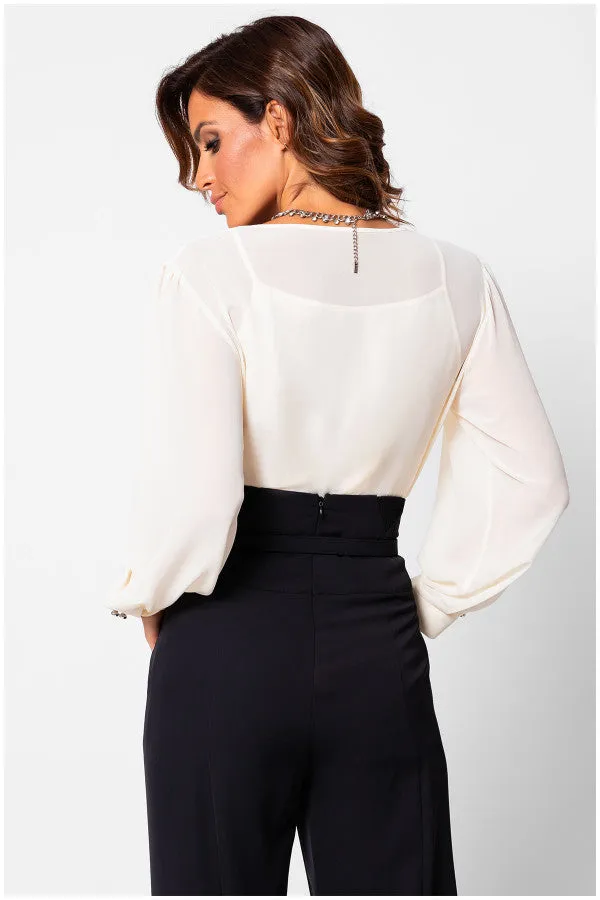 Lucy Draped Blouse in Ivory sold by Luna Fashion House product image thumbnail 2