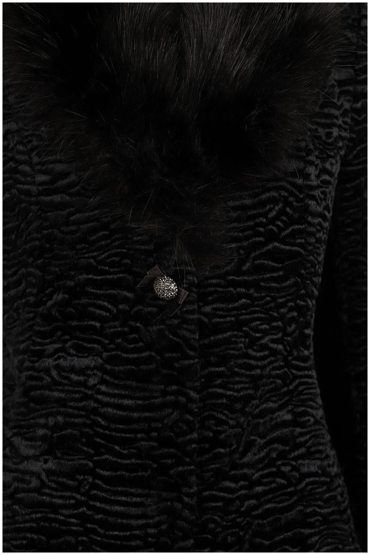 Paula Textured Coat with Faux Fur Collar and Cuffs in Black sold by Luna Fashion House product image thumbnail 5