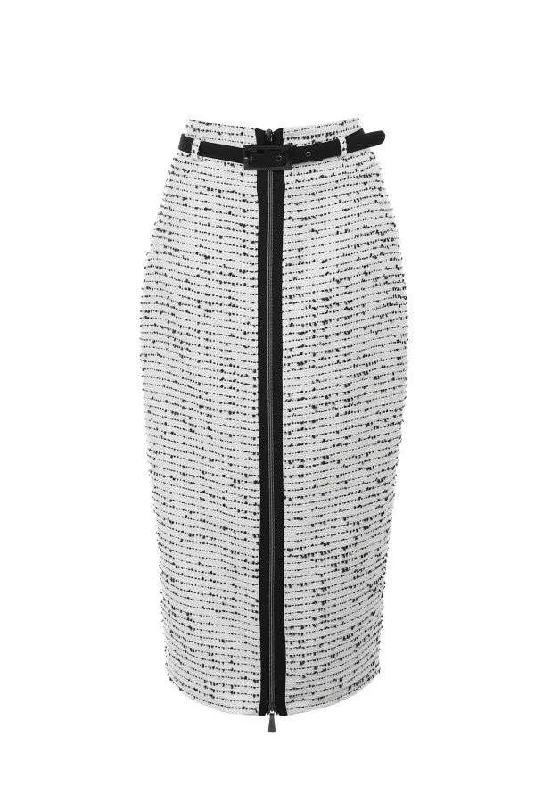 Rea Fitted Tweed Skirt in White sold by Luna Fashion House product image thumbnail 4