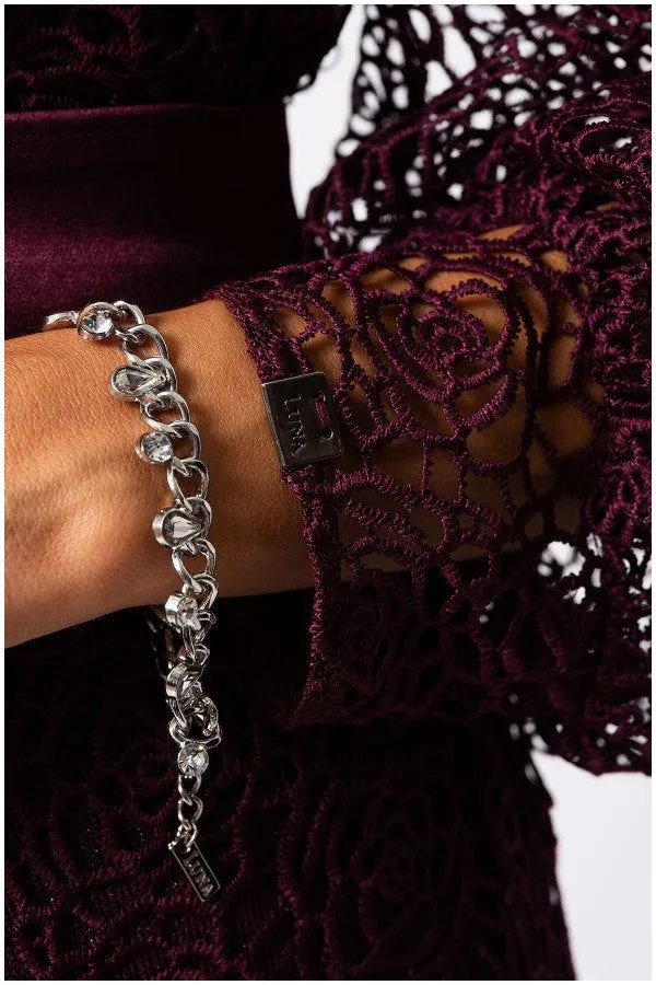 Burgundy Lace Belted Sweater, Jody sold by Luna Fashion House product image thumbnail 5