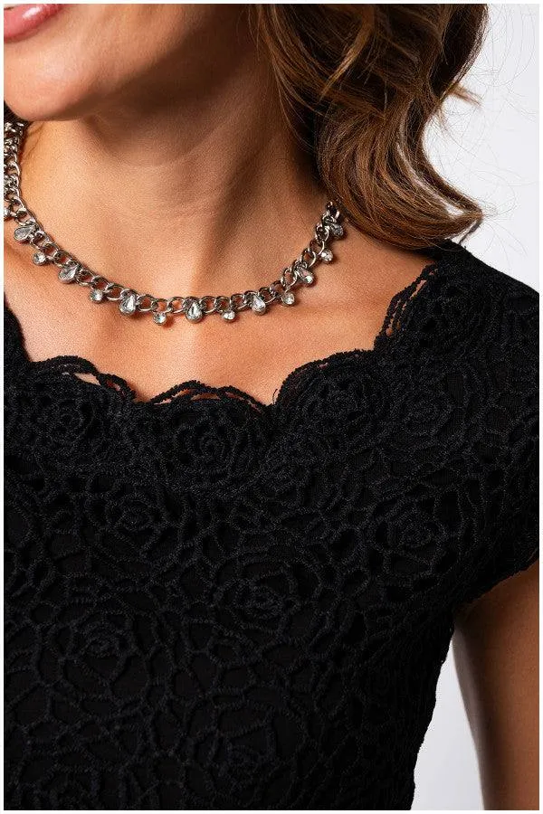 Jody Elegant Lace Blouse in Black sold by Luna Fashion House product image thumbnail 5