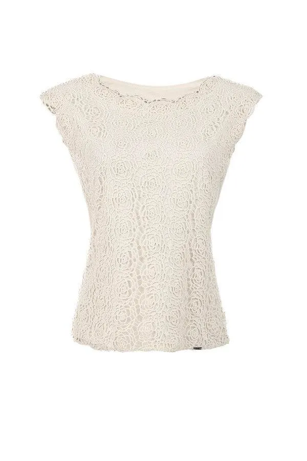 Jody Elegant Lace Blouse in Ivory sold by Luna Fashion House product image thumbnail 4