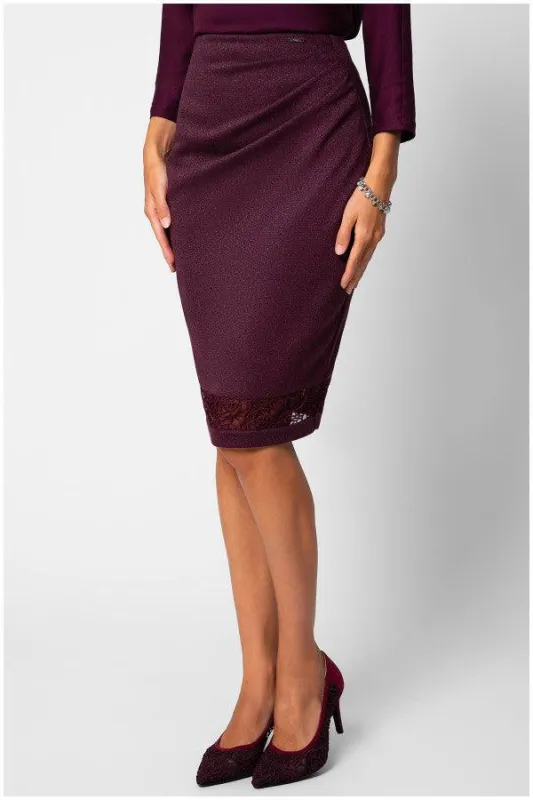 Jody Pencil Skirt in Midnight Bordeaux sold by Luna Fashion House