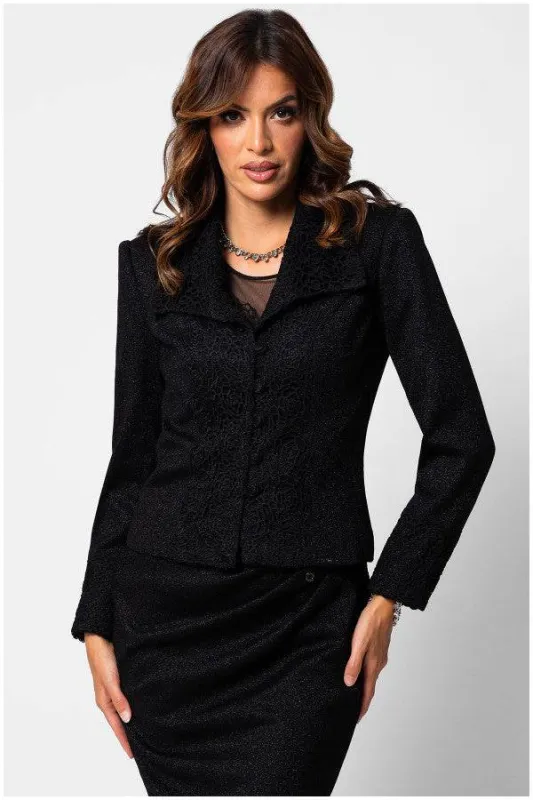 Jody Tailored Lace Blazer in Black sold by Luna Fashion House