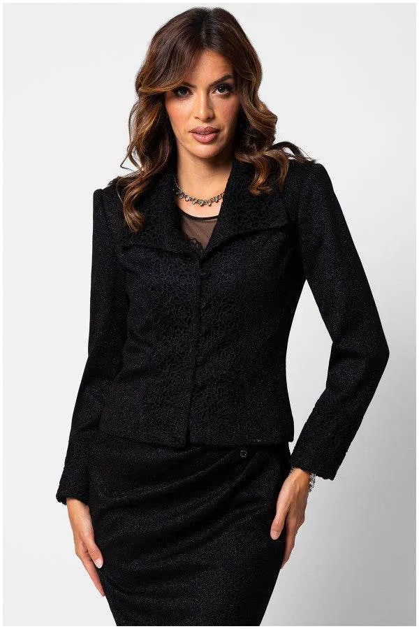 Jody Tailored Lace Blazer in Black sold by Luna Fashion House