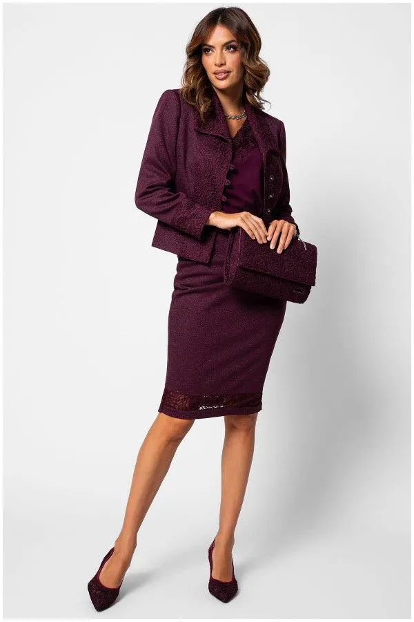 Burgundy Tailored Lace Blazer, Jody sold by Luna Fashion House product image thumbnail 3