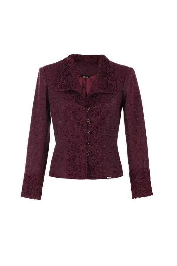 Burgundy Tailored Lace Blazer, Jody sold by Luna Fashion House product image thumbnail 4