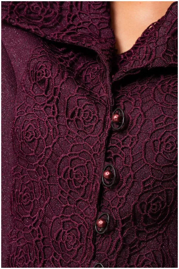 Burgundy Tailored Lace Blazer, Jody sold by Luna Fashion House product image thumbnail 5