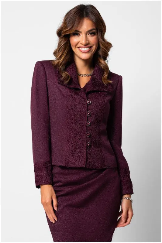 Jody Tailored Lace Blazer in Bordeaux sold by Luna Fashion House