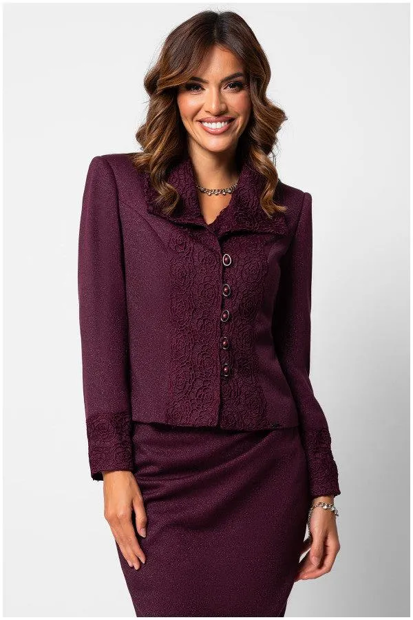 Burgundy Tailored Lace Blazer, Jody sold by Luna Fashion House