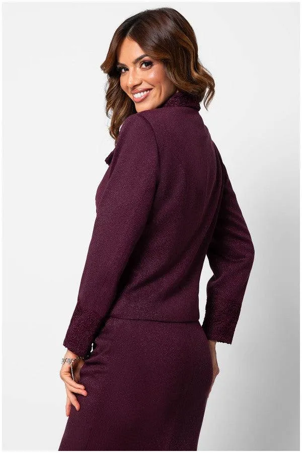 Burgundy Tailored Lace Blazer, Jody sold by Luna Fashion House product image thumbnail 2