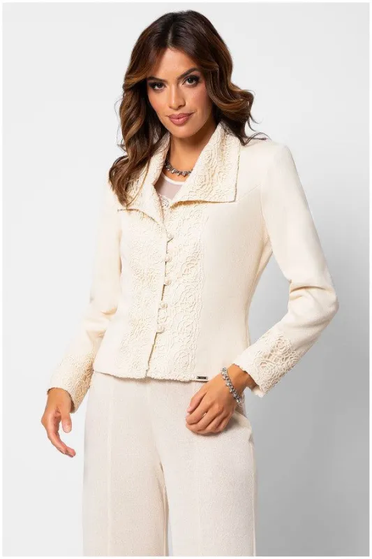 Jody Tailored Lace Blazer in Ivory sold by Luna Fashion House