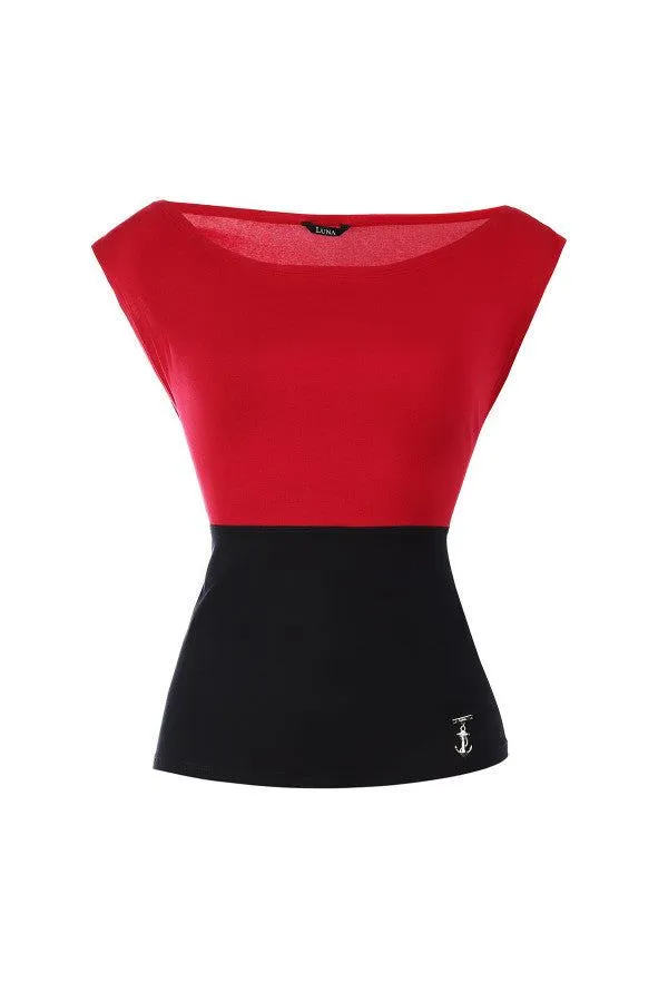 Greta Red & Black Blouse sold by Luna Fashion House product image thumbnail 4