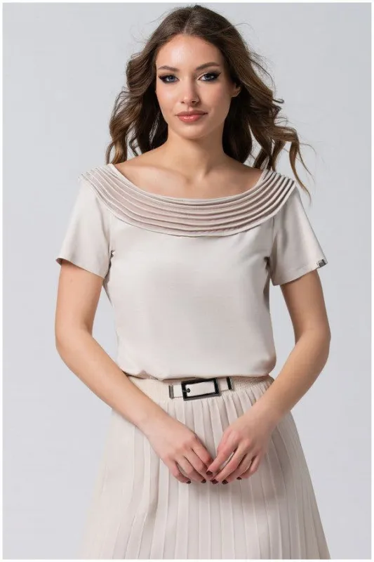 Lola Business Blouse in Beige | Calibrated Warm Beige Tailored Business Blouse for Soft-Formal Daily Wear | Luna Fashion House made by Luna Fashion House