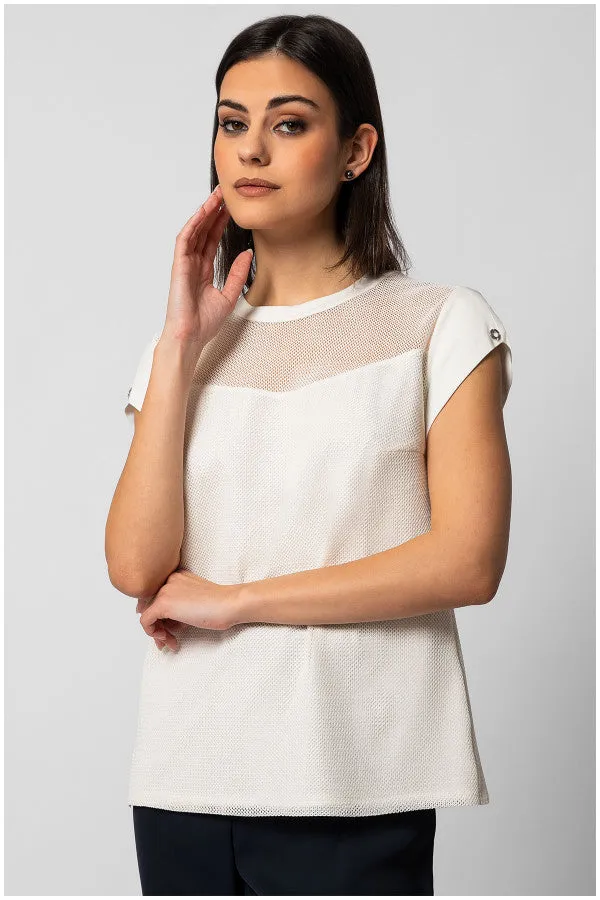 Aria Short-Sleeve Blouse in White sold by Luna Fashion House