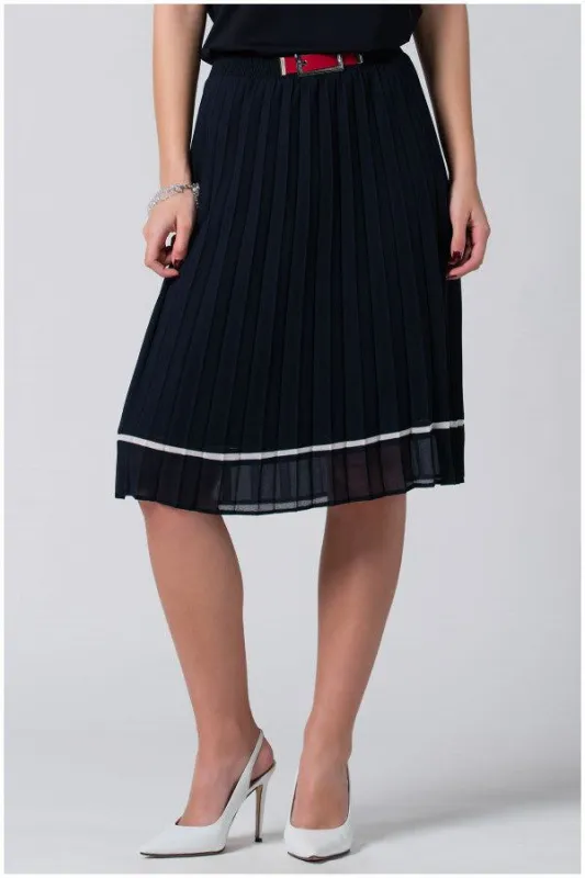 Lola Pleated Skirt in Navy & White sold by Luna Fashion House