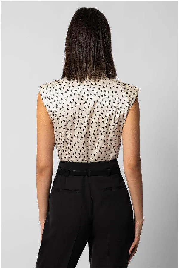 Talia Satin Blouse in White Pokadot sold by Luna Fashion House product image thumbnail 2
