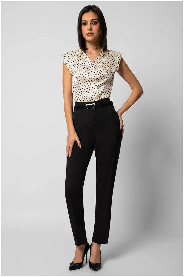 Talia Satin Blouse in White Pokadot sold by Luna Fashion House product image thumbnail 3