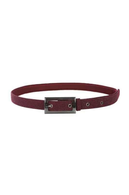 Tili Belt in Bordeaux | Tailored Deep Wine Belt with Polished Metallic Buckle | Luna Fashion House made by Luna Fashion House