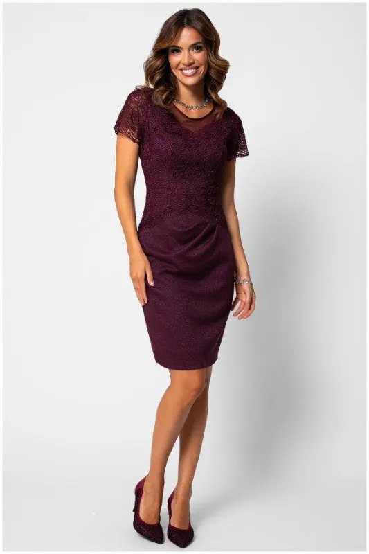 Jody Lace Cocktail Dress in Bordeaux sold by Luna Fashion House