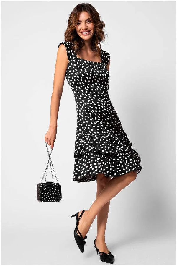 Betty Ruffle Dress in Black Pokadot sold by Luna Fashion House product image thumbnail 2