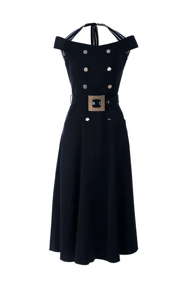 Greta Off-Shoulder Dress in Navy sold by Luna Fashion House product image thumbnail 3