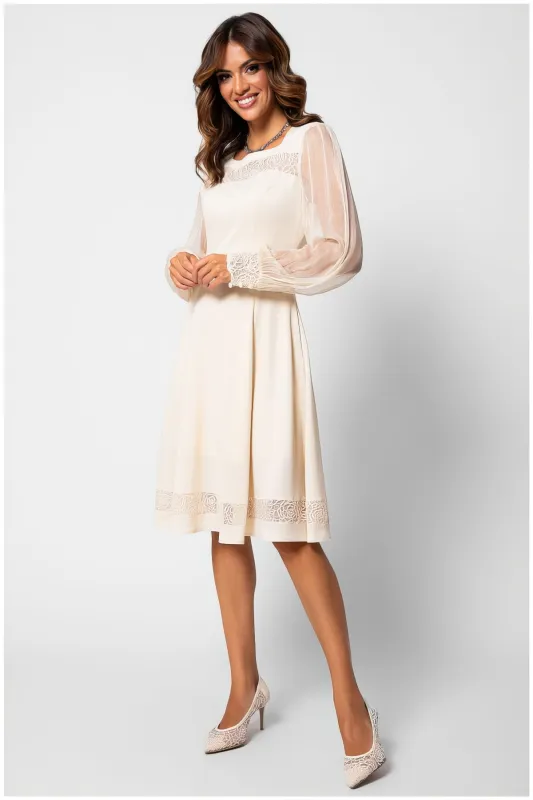 Jody Lace A-Line Dress in Ivory sold by Luna Fashion House