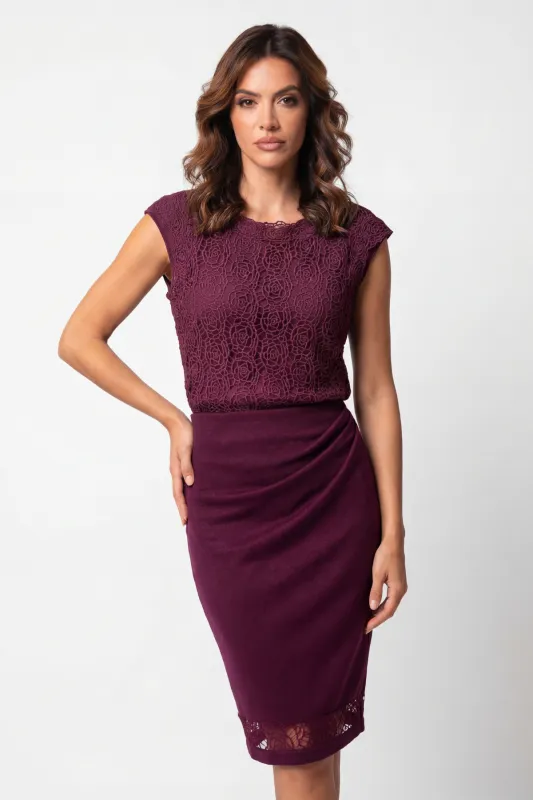 Jody Elegant Lace Blouse in Bordeaux | Deep Wine Sleeveless Lace Blouse for the Jody Capsule | Luna Fashion House made by Luna Fashion House