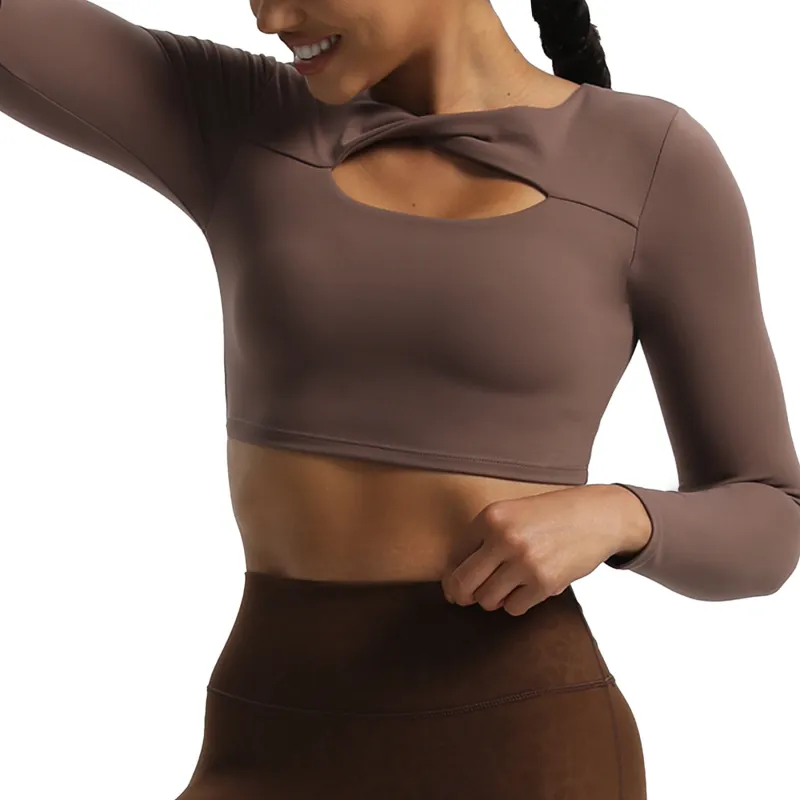 Aoxjox Tara Twist Long Sleeve Crop sold by Aoxjox