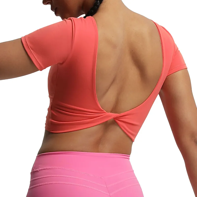 Aoxjox "Emma" Short Sleeve Twist Back Top sold by Aoxjox