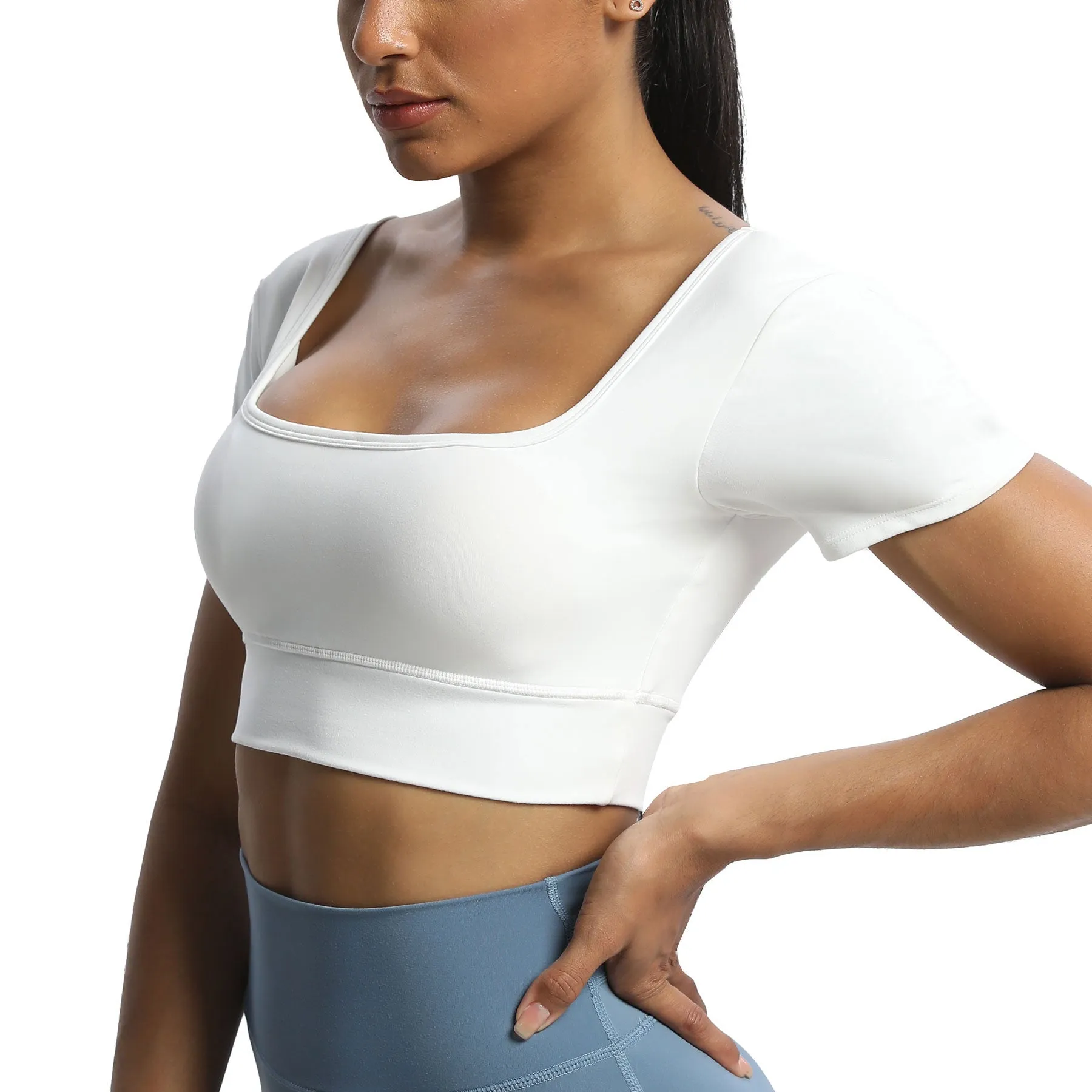 Aoxjox "Nancy" V-Back Short-sleeved Crop Top sold by Aoxjox product image thumbnail 3