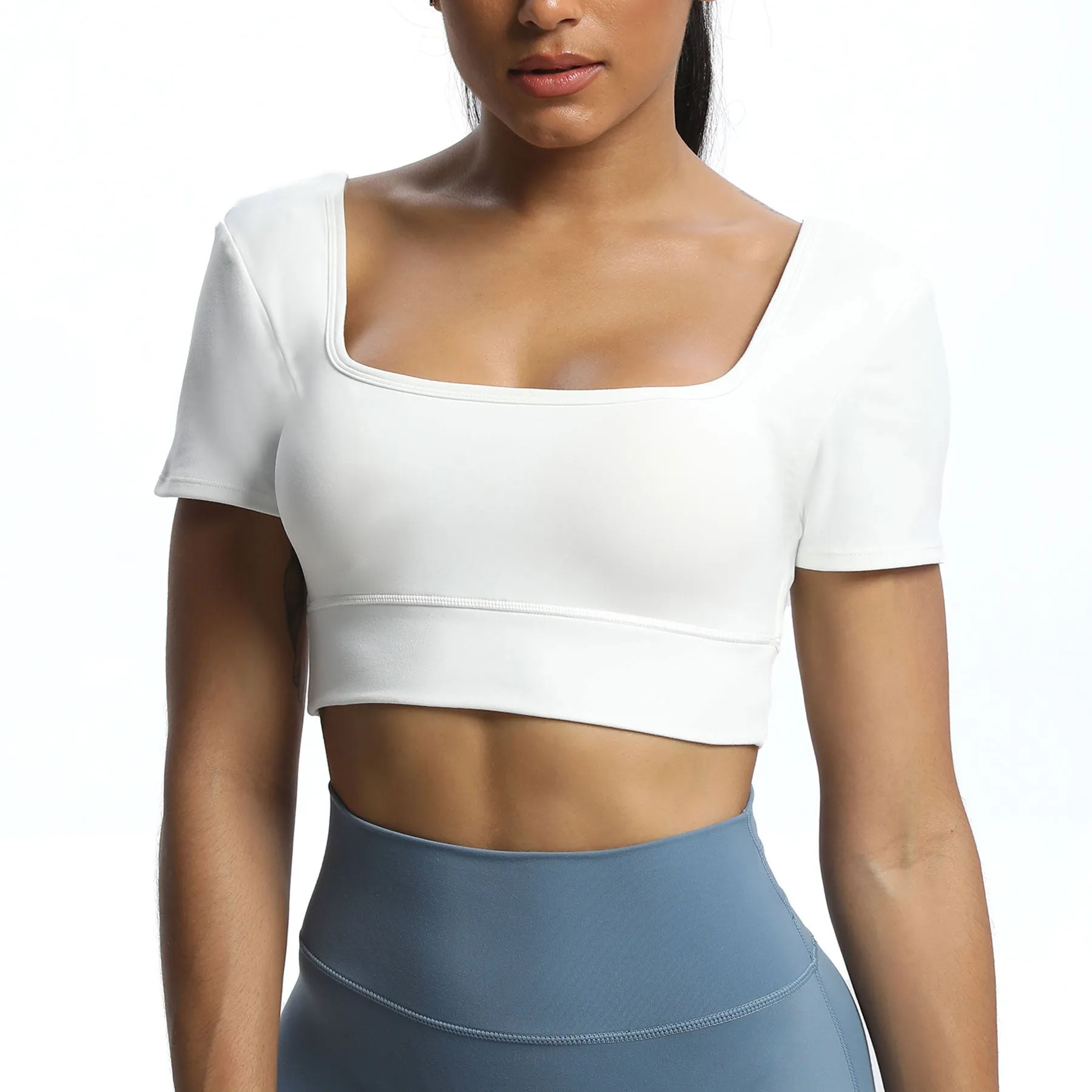 Aoxjox "Nancy" V-Back Short-sleeved Crop Top sold by Aoxjox product image thumbnail 2