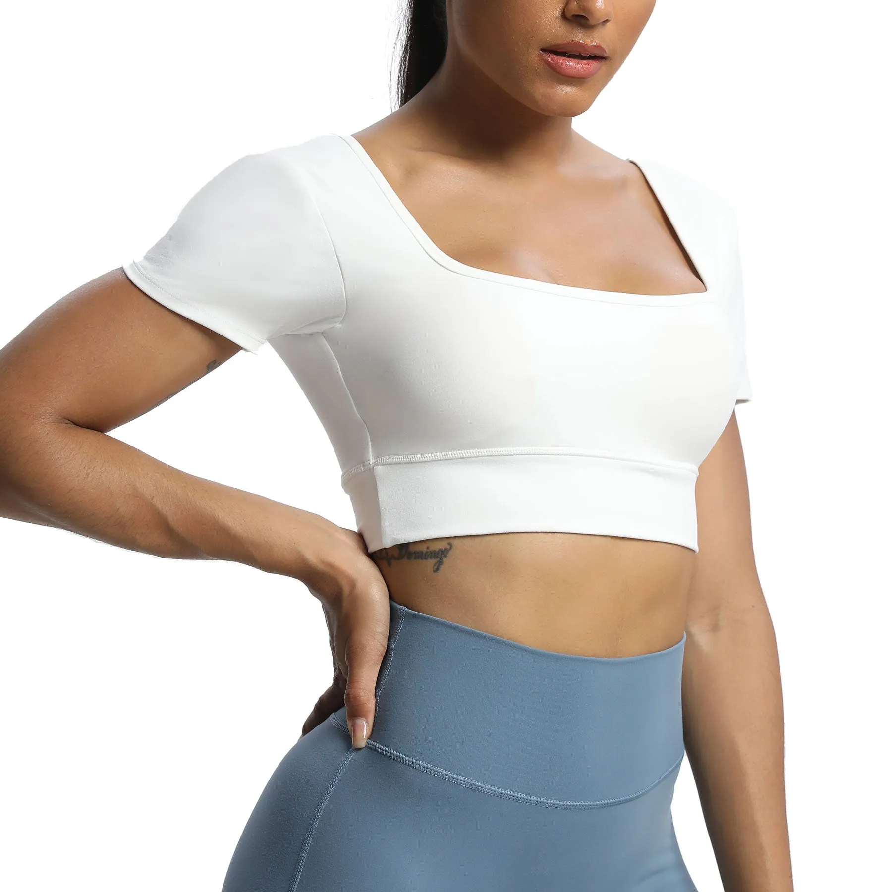 Aoxjox "Nancy" V-Back Short-sleeved Crop Top sold by Aoxjox product image thumbnail 5