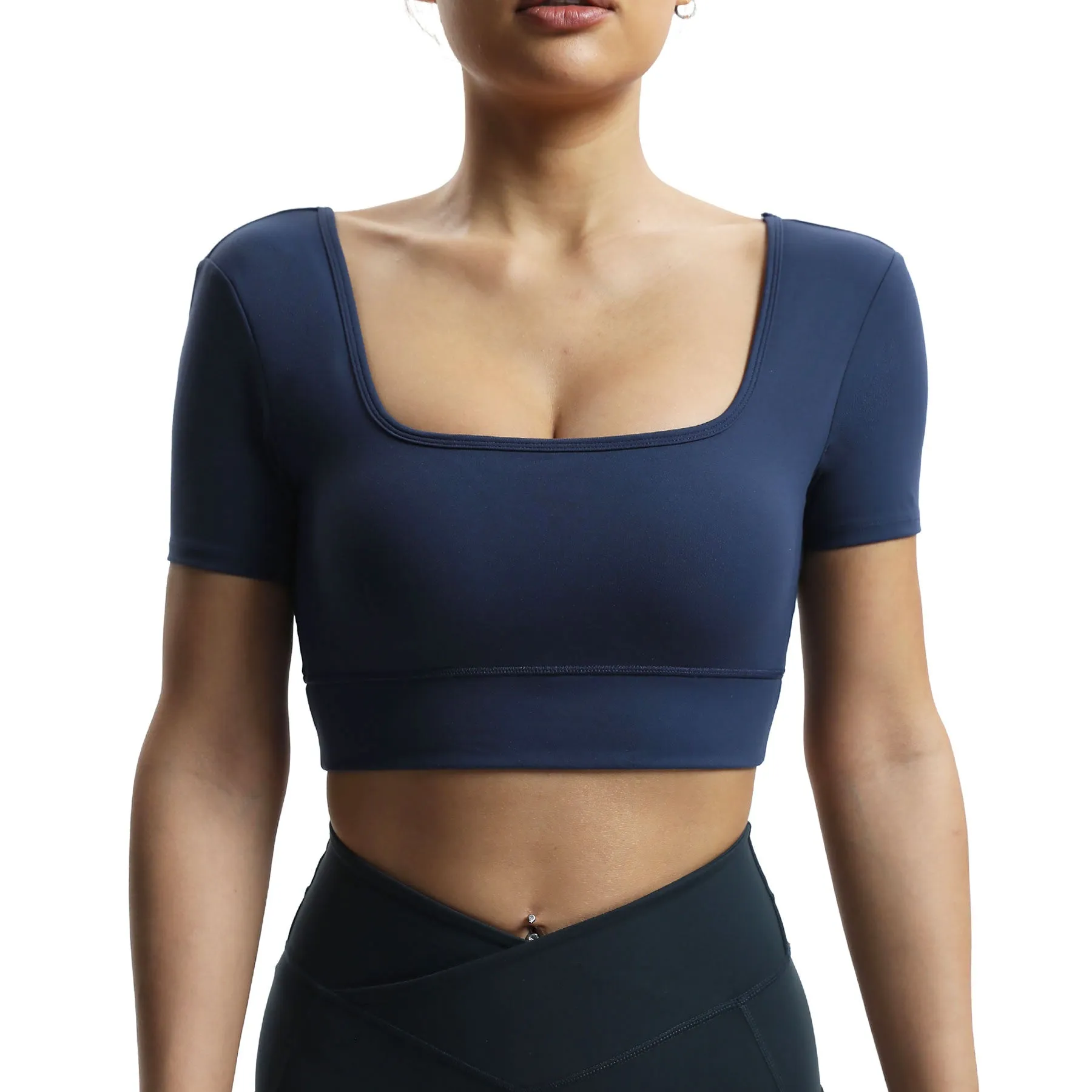 Aoxjox "Nancy" V-Back Short-sleeved Crop Top sold by Aoxjox