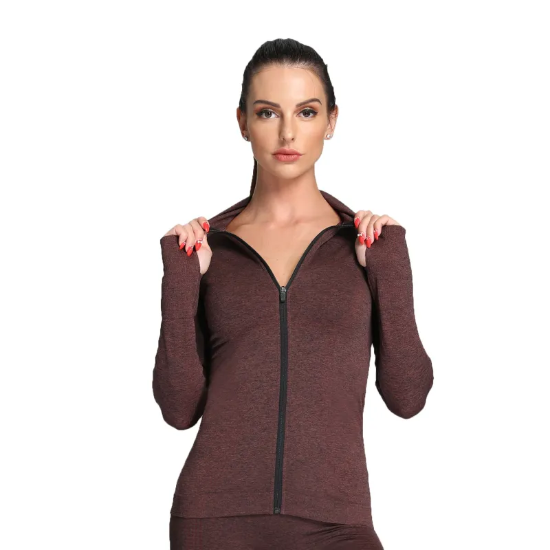 Aoxjox Vital Long Sleeve Full Zip Cropped Top made by Aoxjox