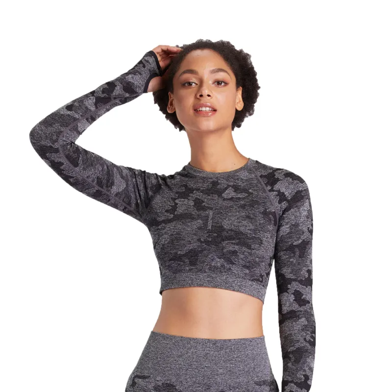 Aoxjox Camo Seamless Long Sleeve Crop made by Aoxjox