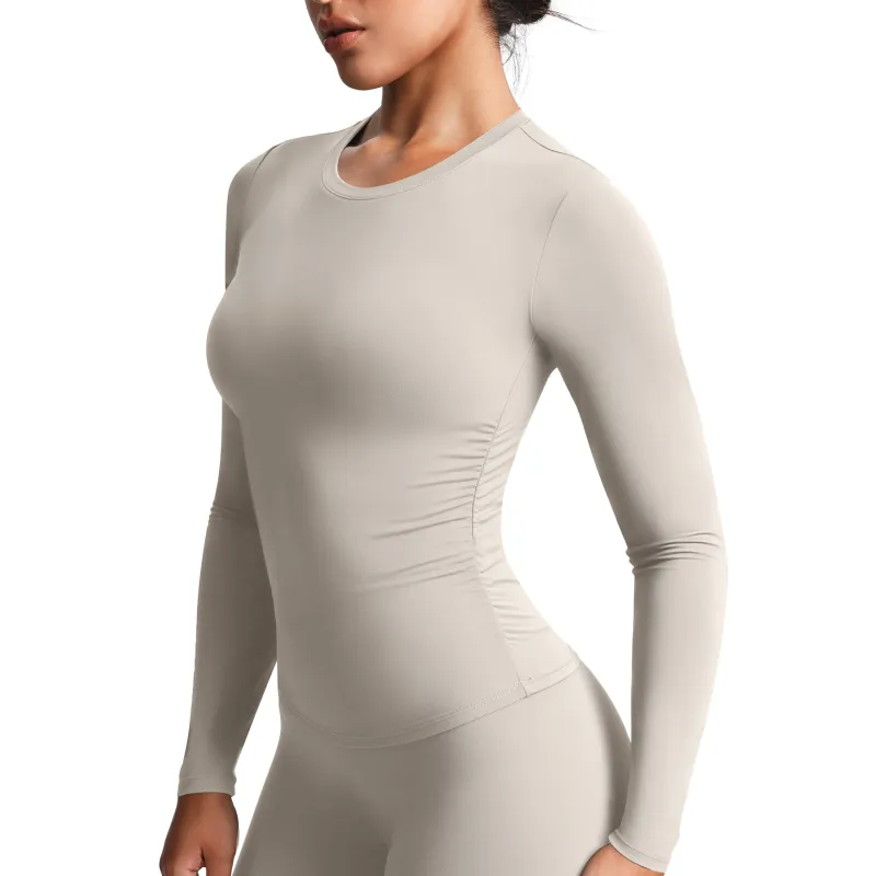 Aoxjox "Velura" Long Sleeve Ruched Tee made by Aoxjox