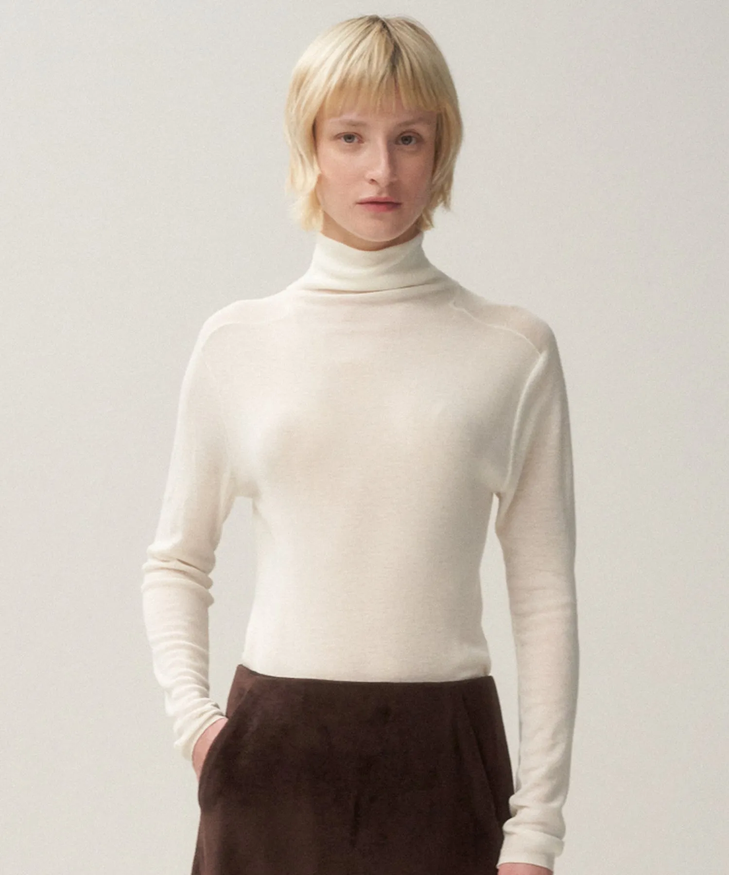 ROYAL WOOL CIRCULAR RIB | TURTLENECK SWEATER sold by ATON product image thumbnail 3