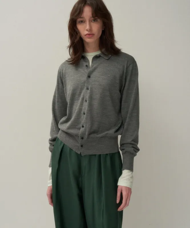 RAMIE WOOL | POLO KNIT CARDIGAN sold by ATON