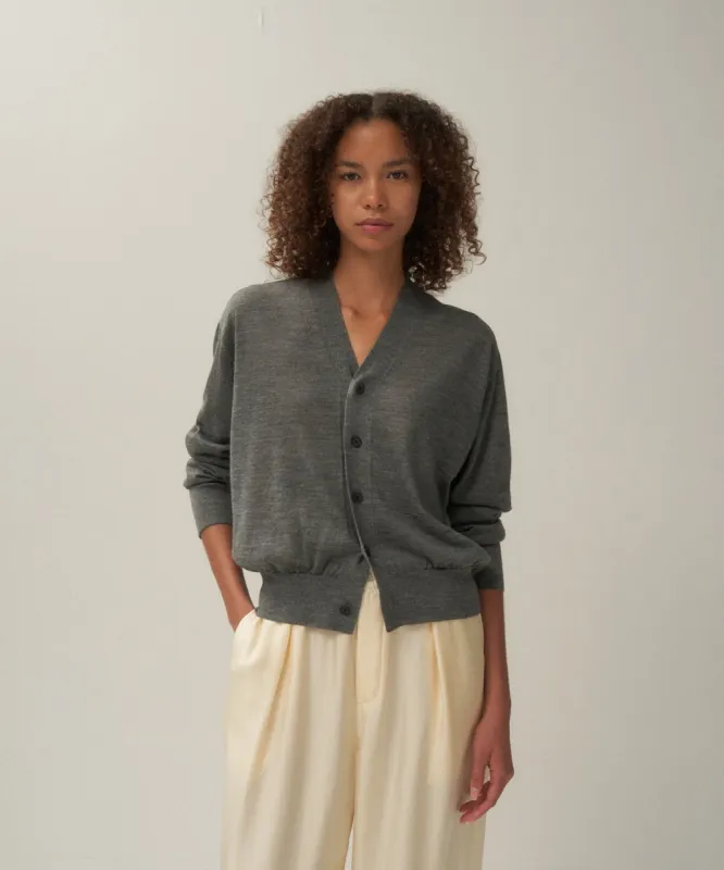 RAMIE WOOL | V-NECK KNIT CARDIGAN sold by ATON
