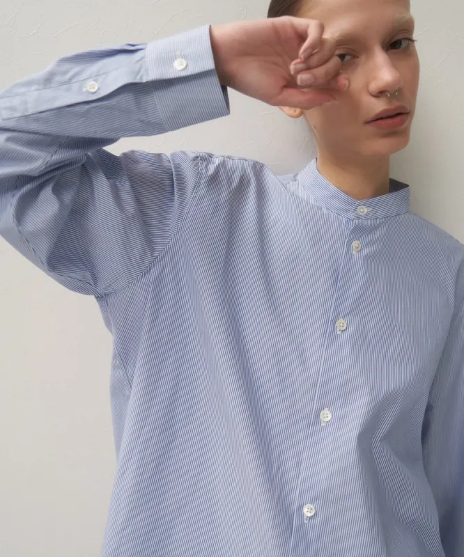 GIZA STRIPE | BAND COLLAR SHIRT sold by ATON