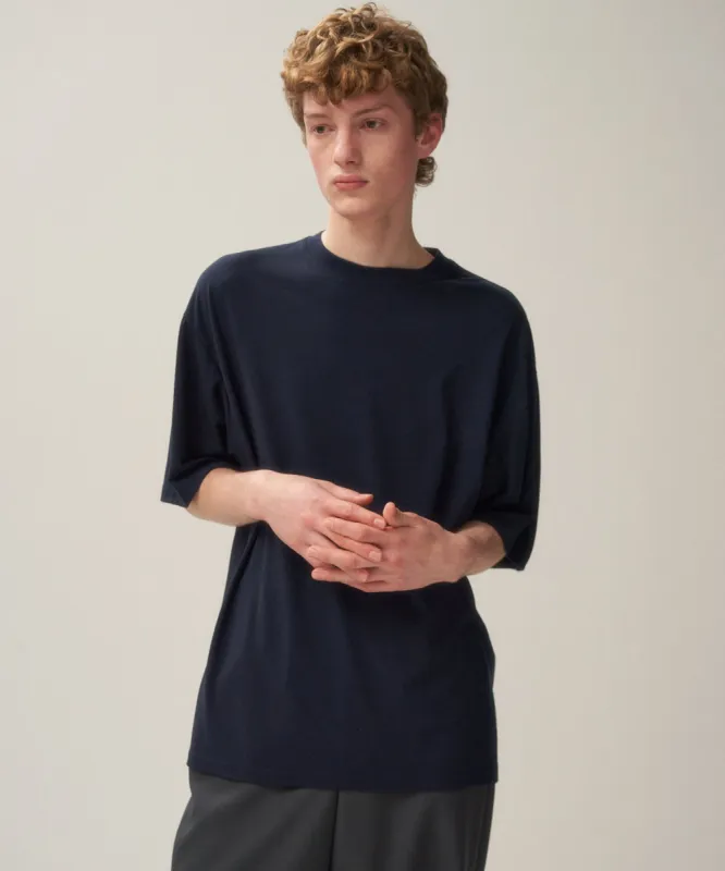 ROYAL WOOL JERSEY | LOOSE FIT T-SHIRT made by ATON