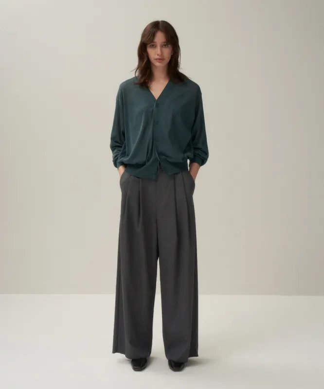 WOOL TROPICAL | WIDE EASY PANTS sold by ATON
